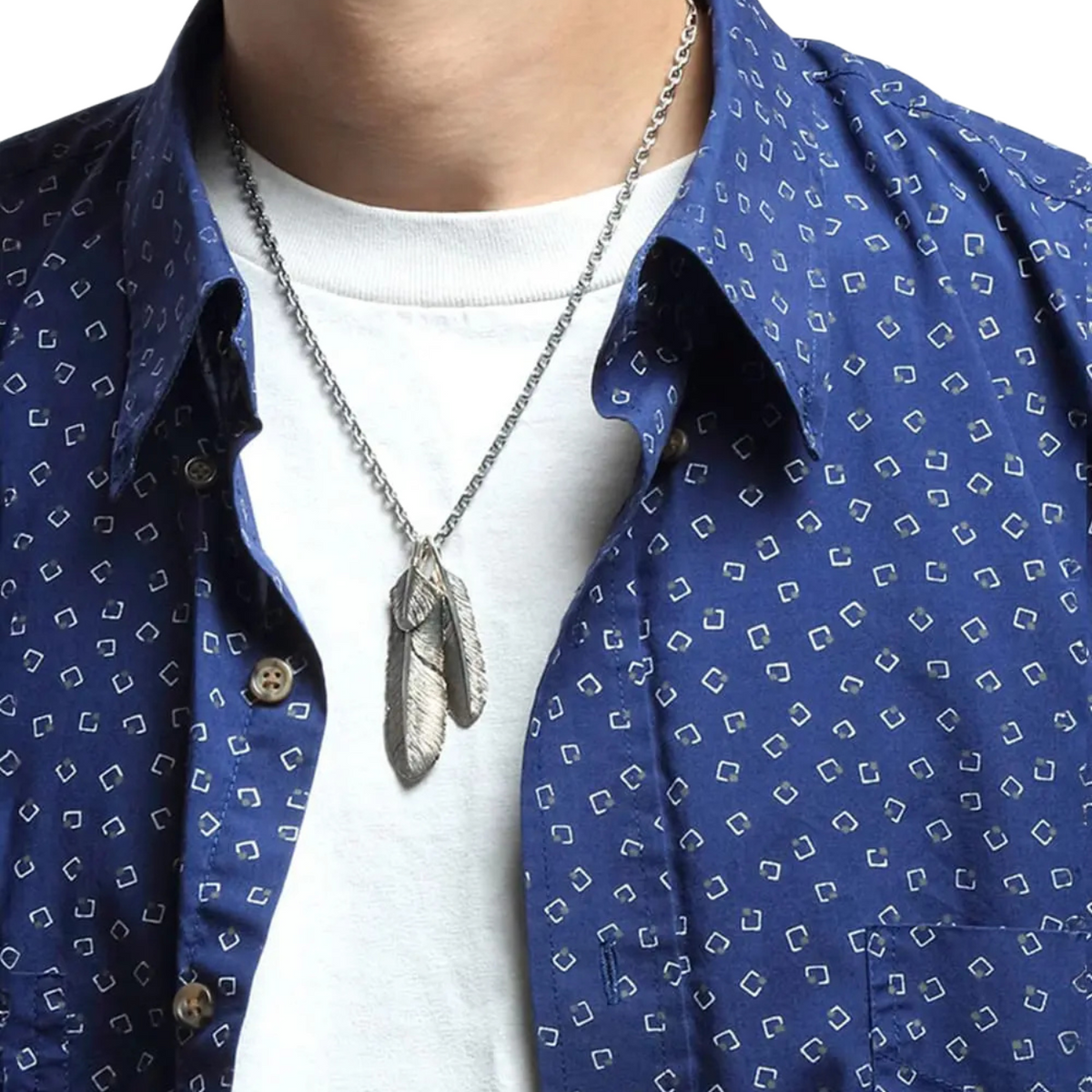 Saad Feather (facing Left) Silver 925 Pendant Top — No Color — view 3