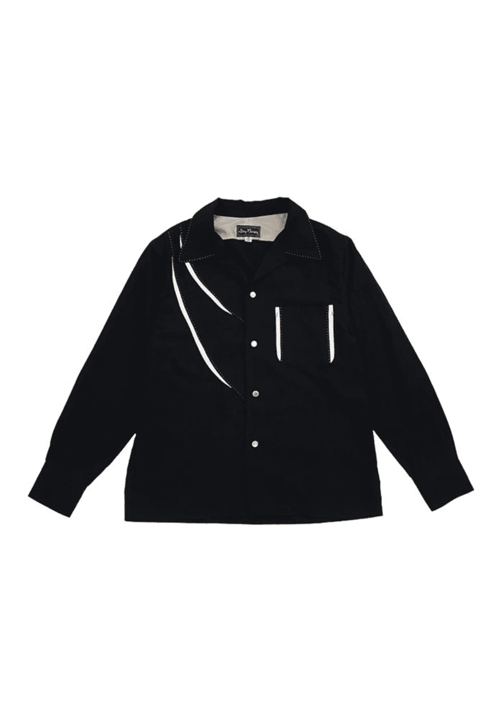 Dry Bones Shark Gill Open Shirt — Black — front view