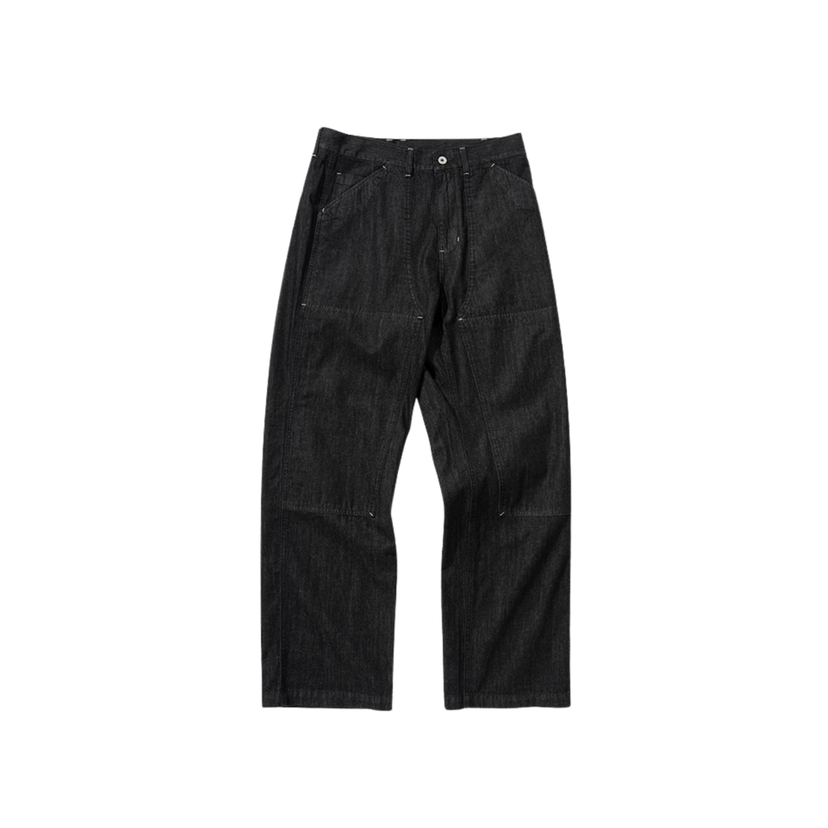 Uniform Bridge Double Knee Denim Pants 6.2oz — Black Rinsed — front view