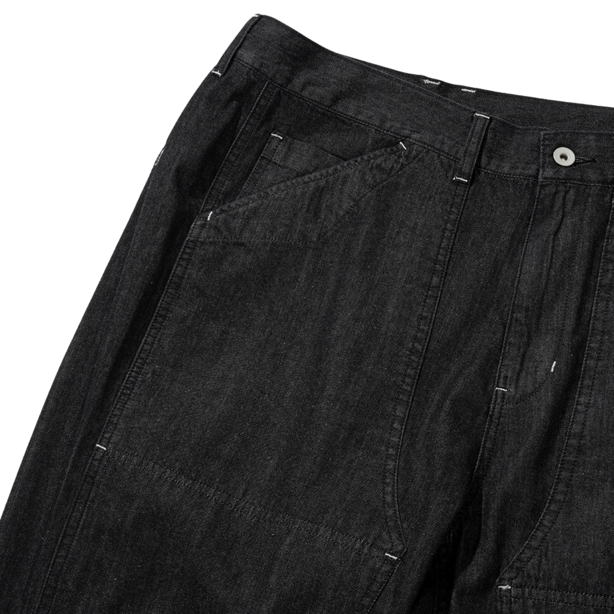 Uniform Bridge Double Knee Denim Pants 6.2oz — Black Rinsed — view 8