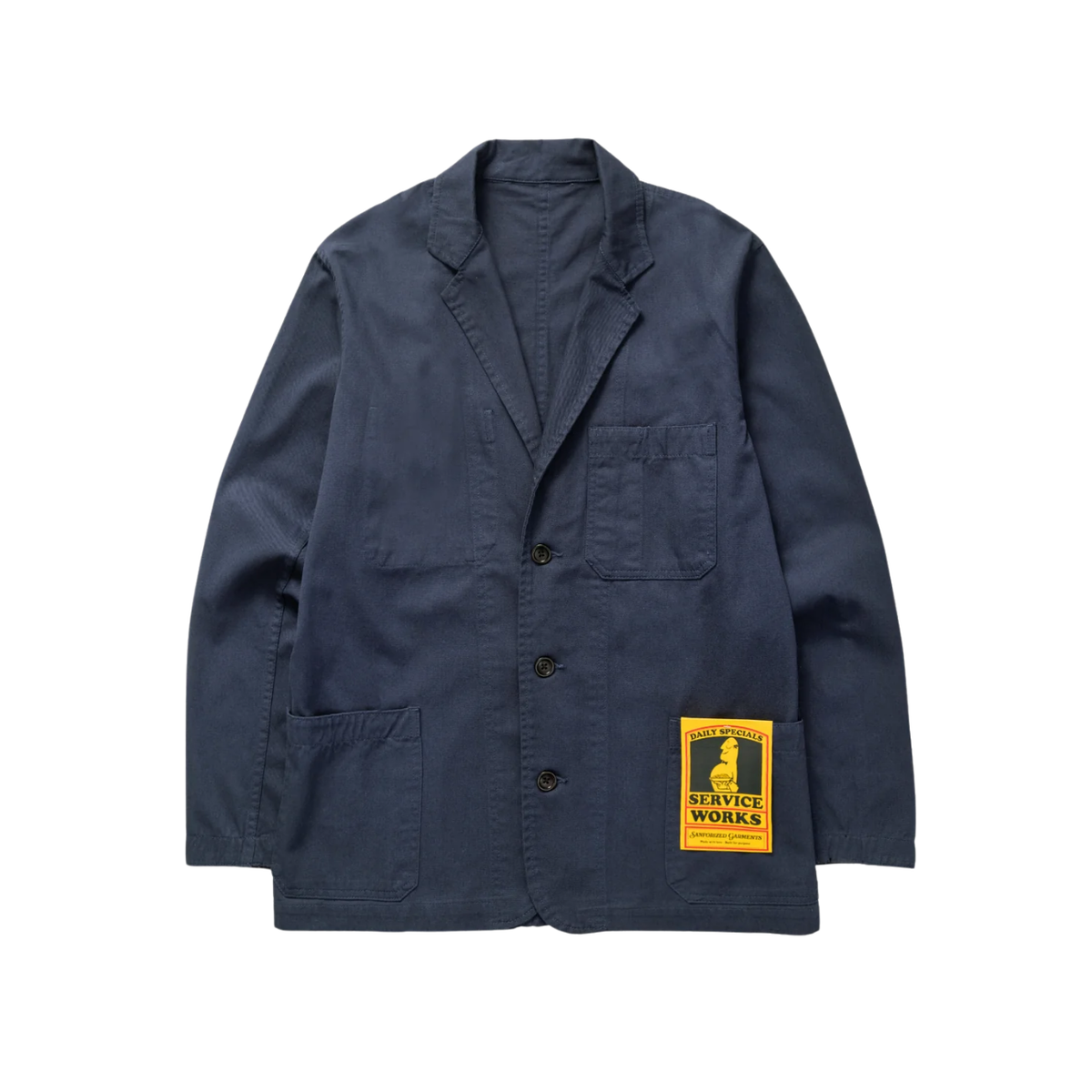 Service Works Drill Server Suit Jacket — Navy — front view