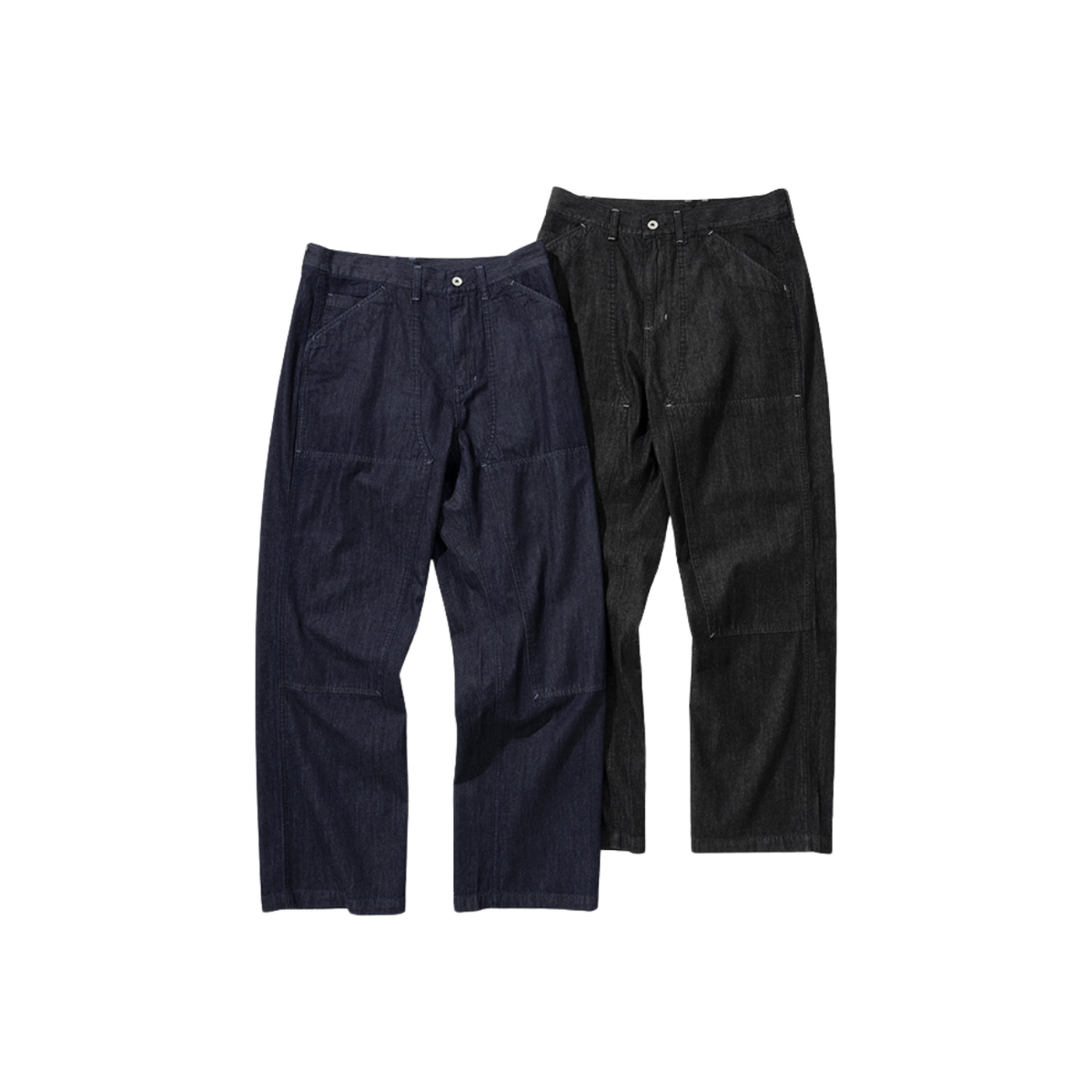Uniform Bridge Double Knee Denim Pants 6.2oz — Black Rinsed — view 3