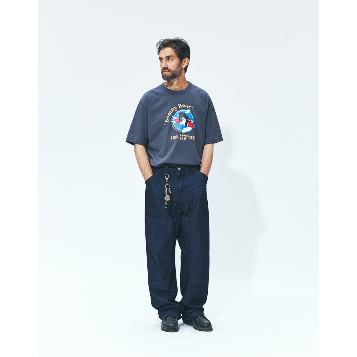 Uniform Bridge Double Knee Denim Pants 6.2oz — Indigo Rinsed — view 6