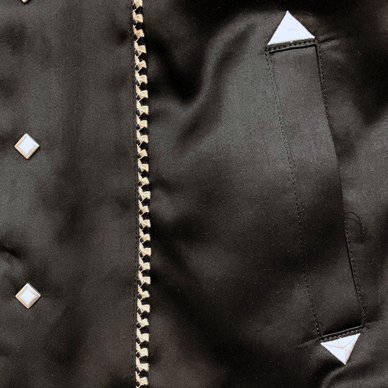 DRY BONES WESTERN STYLE SATIN JACKET - BLACK