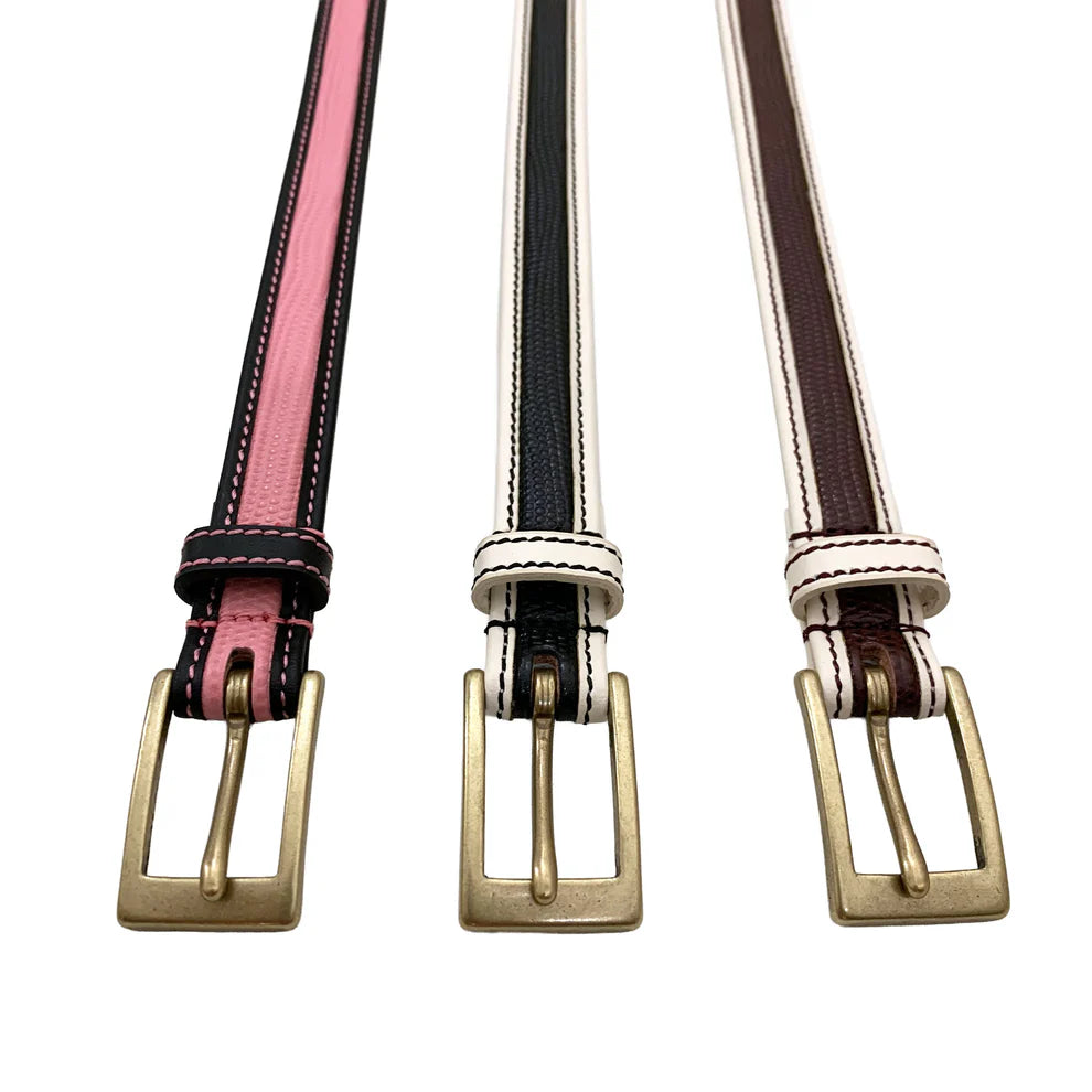 Dry Bones Lizard Emboss Belt — White/Brown — view 3