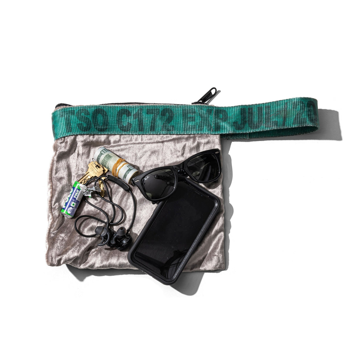 Puebco Vintage Sling Belt Pouch / Silver X Green — view 4