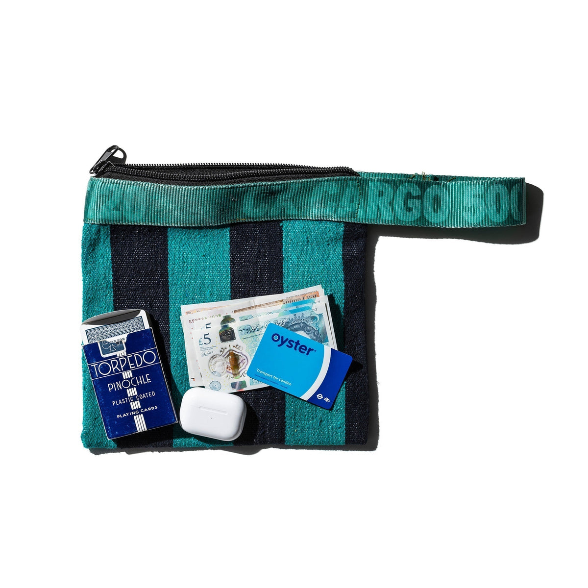 Puebco Rug Pouch / Turquoise X Navy Blue — front view
