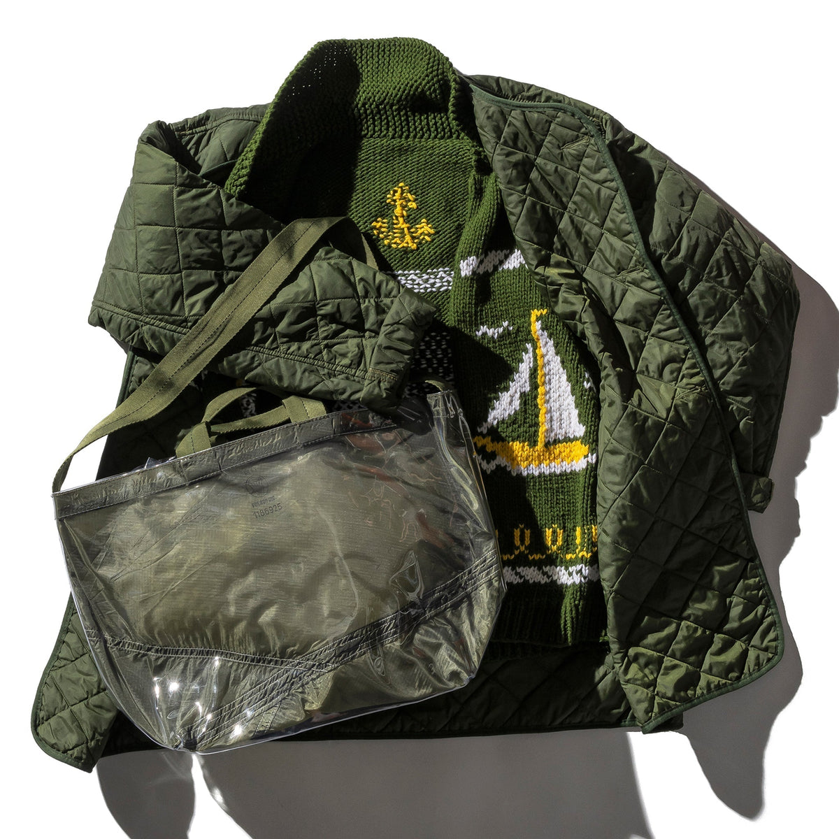 Puebco Covered Parachute Shoulder Bag — Olive — front view
