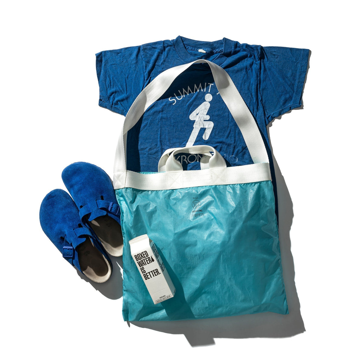 Puebco Vintage Parachute Light 2-Way Bag / Blue — front view
