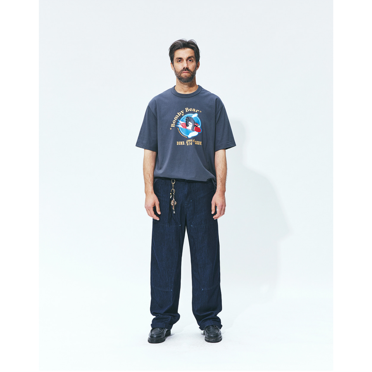 Uniform Bridge Double Knee Denim Pants 6.2oz — Indigo Rinsed — view 7