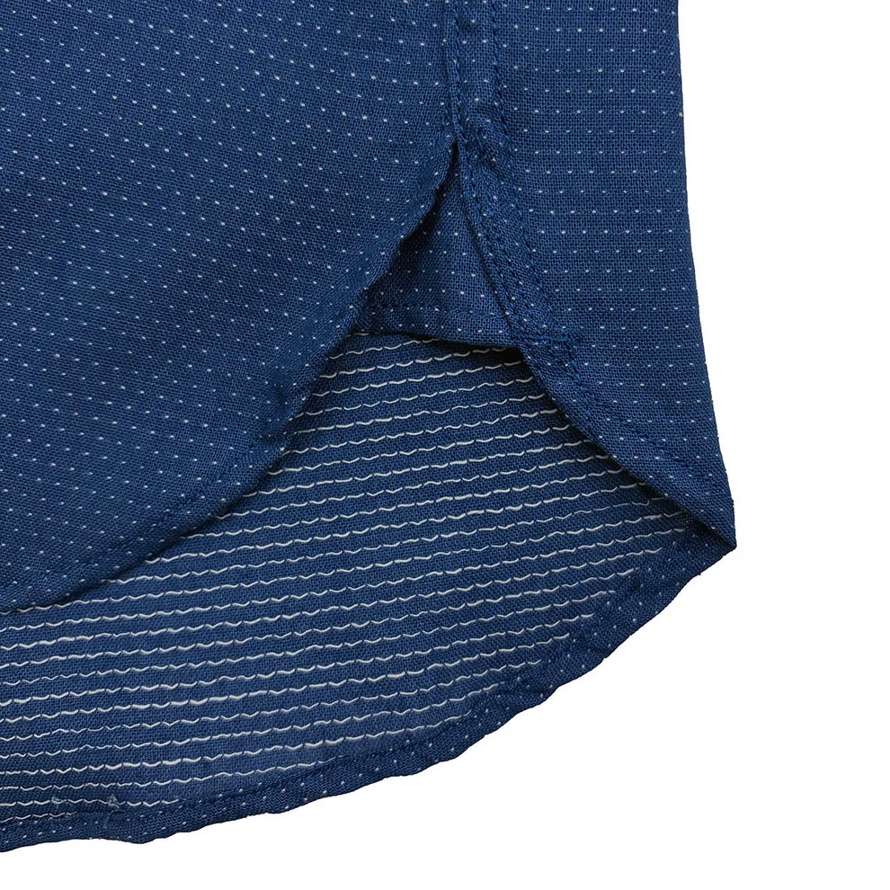 Dry Bones Embroidery Stitches Half Zip Work Shirt — Blue — view 7