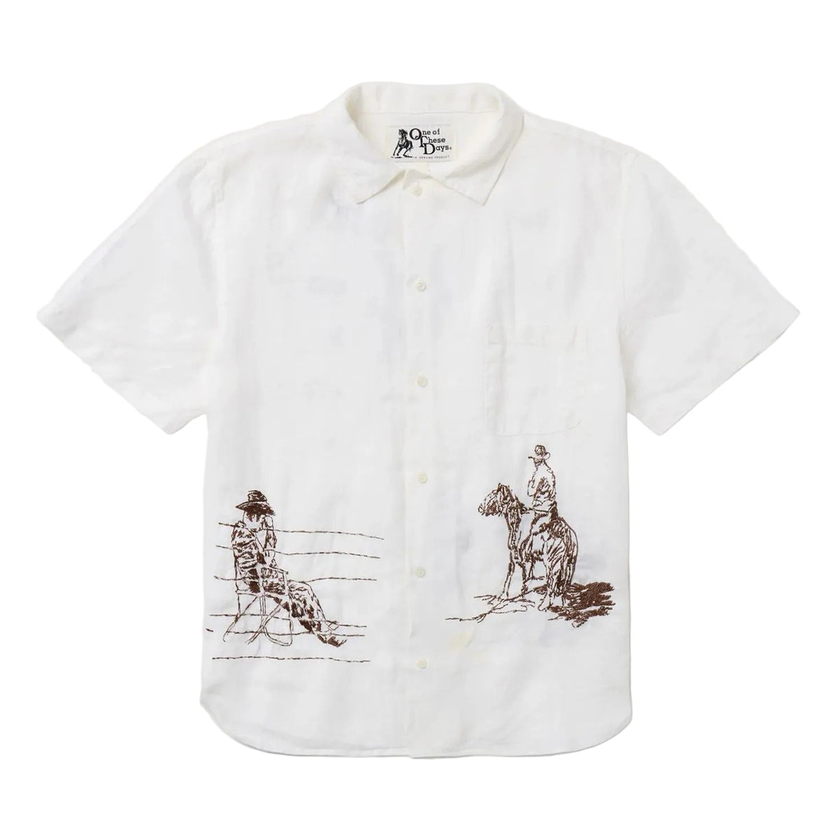 One Of These Days Remember Me Camp Shirt — Ivory — front view