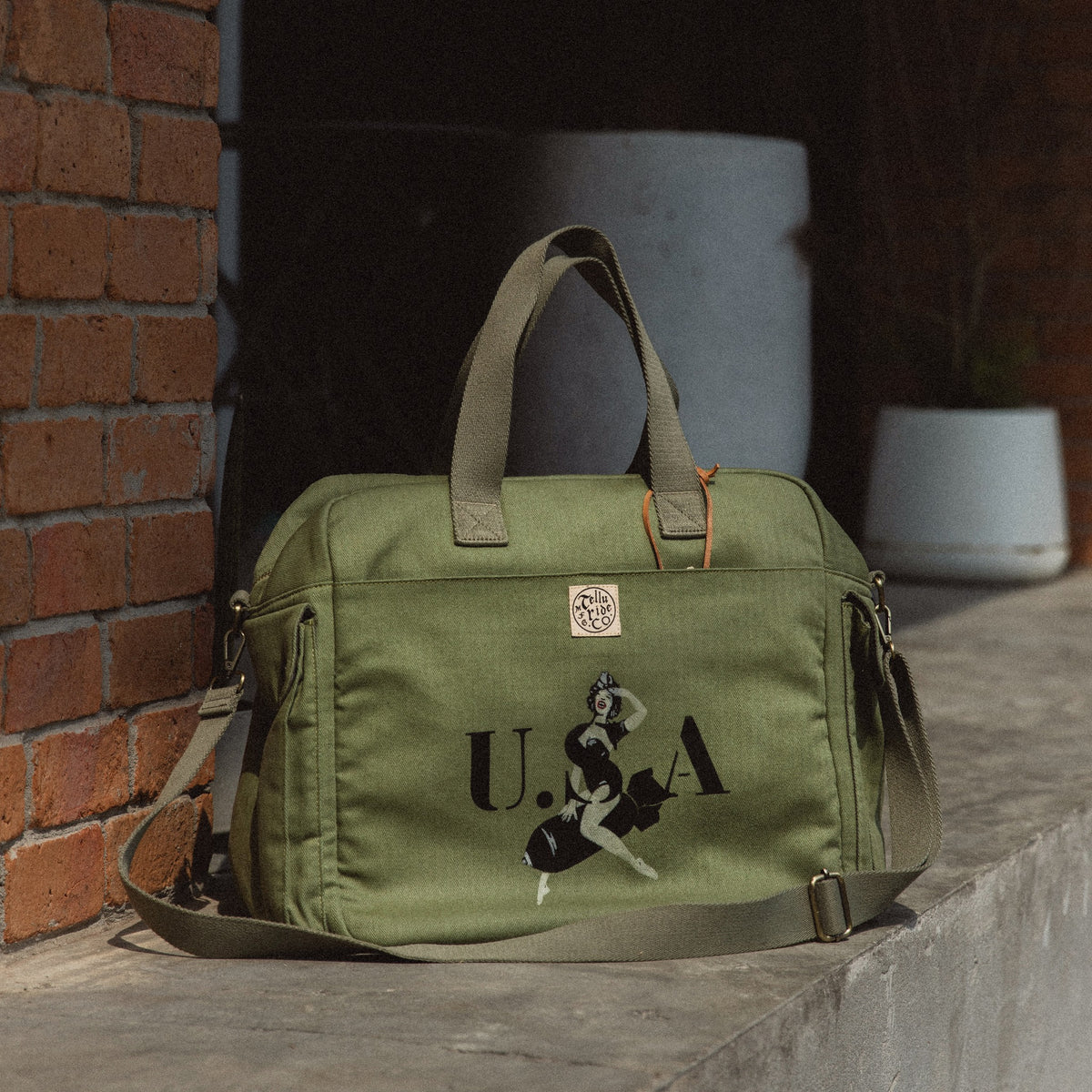 Telluride Monkey Carrier Tote — Sage Green — front view