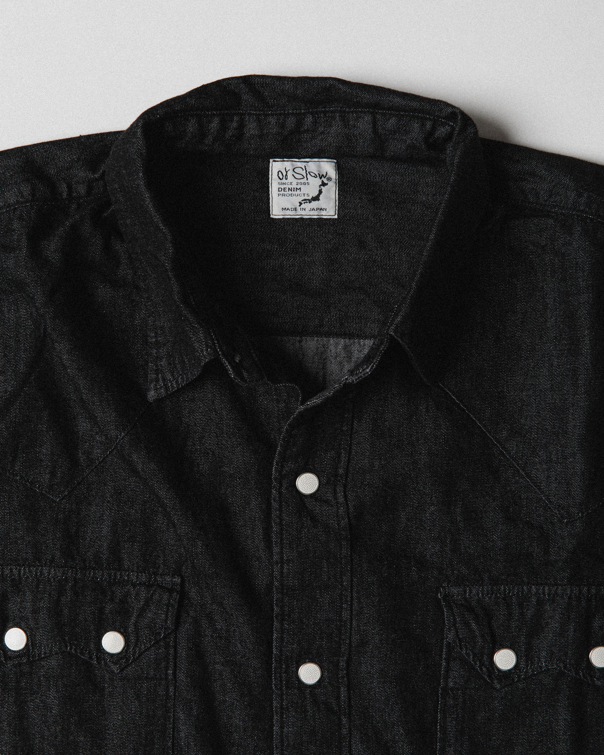 orSlow Black Denim Western Shirt — Black Denim — view 2