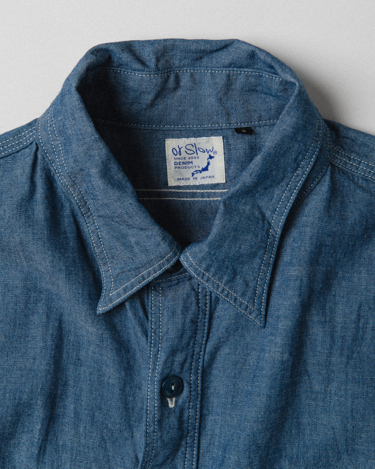 orSlow Slim Fit Chambray Work Shirt — Chambray — view 3