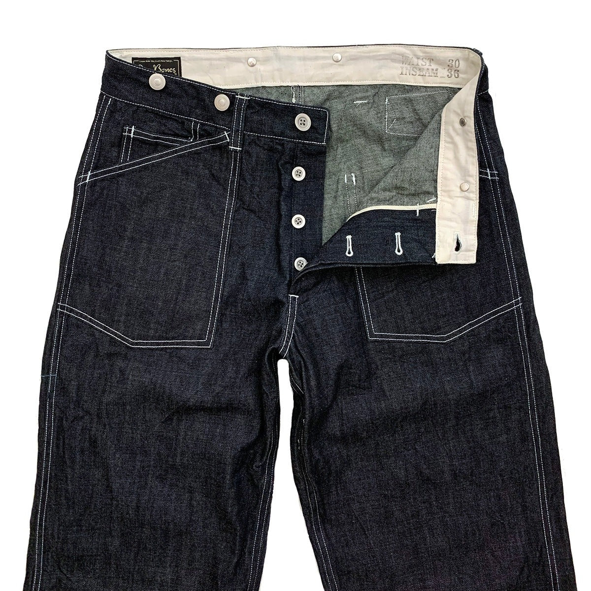 Dry Bones Army Denim Work Trousers — Indigo — view 3