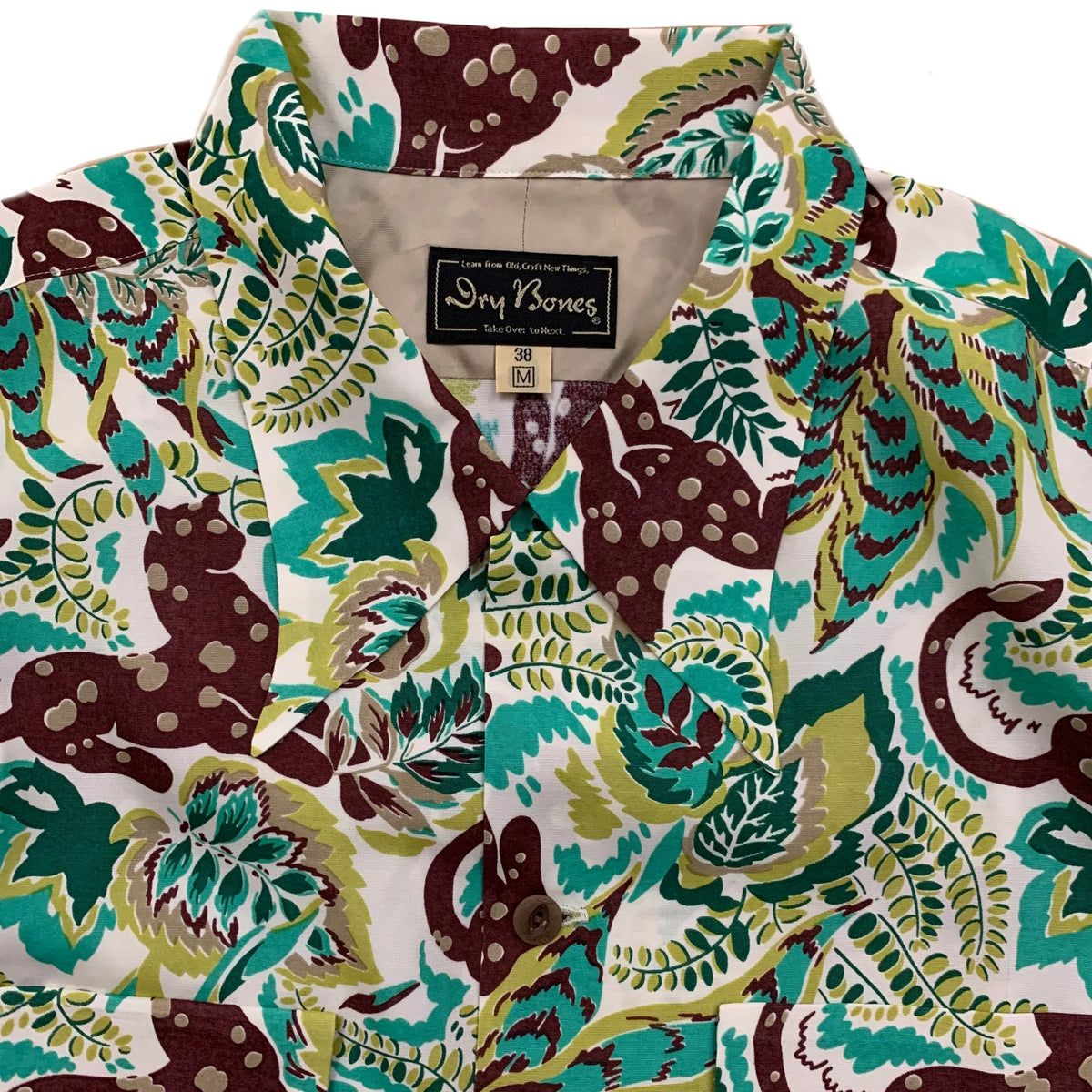 Dry Bones Long Sleeve Hawaiian Shirt Panther — Off White — view 2