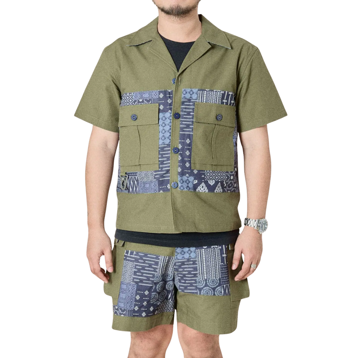 Union Labs Patch Up P43 Short Sleeve Shirt — Olive — view 6