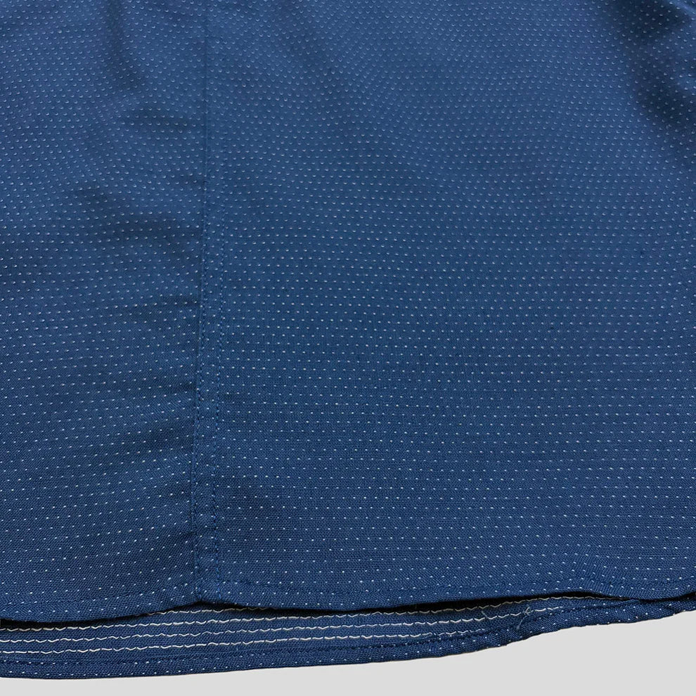 Dry Bones Embroidery Stitches Half Zip Work Shirt — Blue — view 8