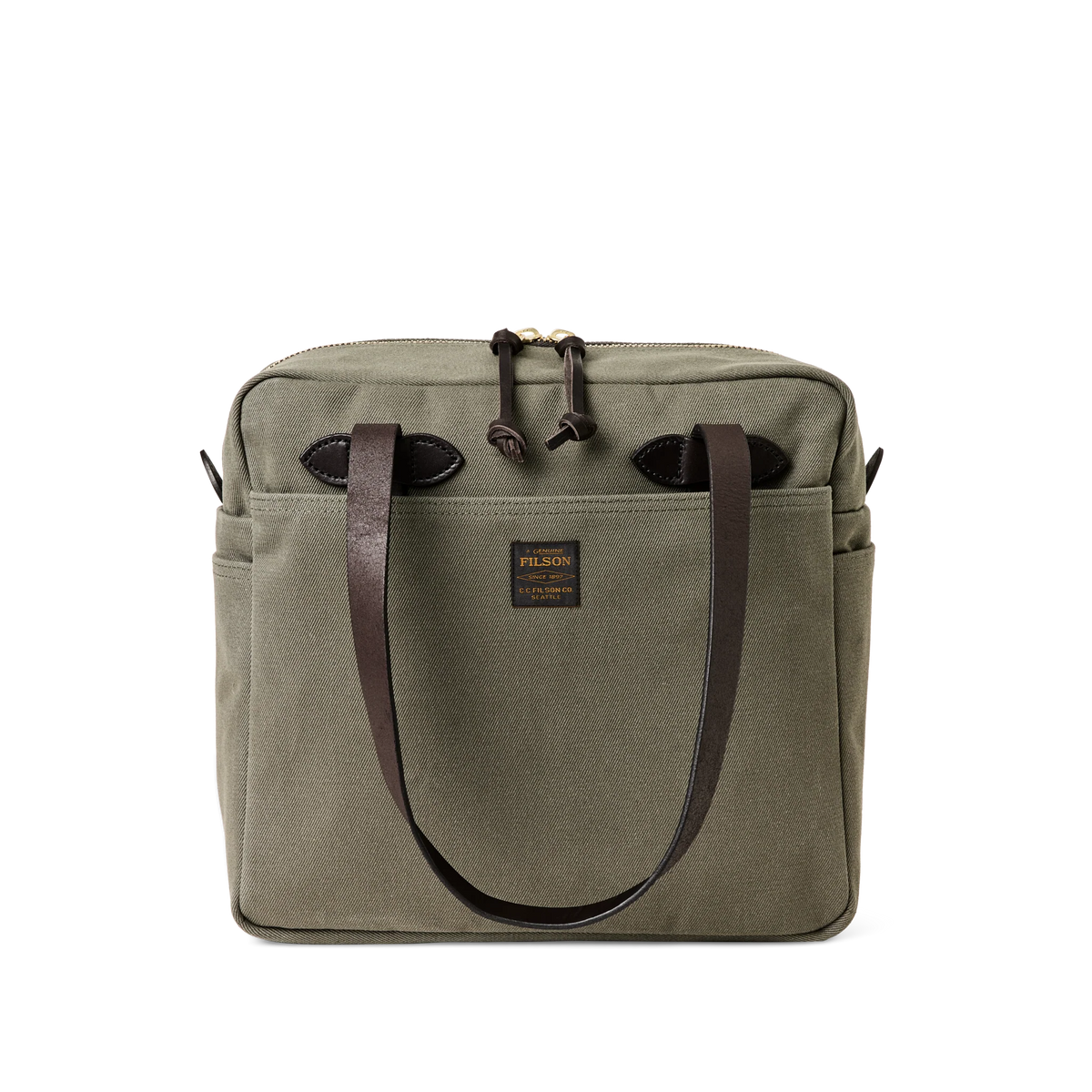 Filson Rugged Twill Zipper Tote Bag — Otter Green — front view
