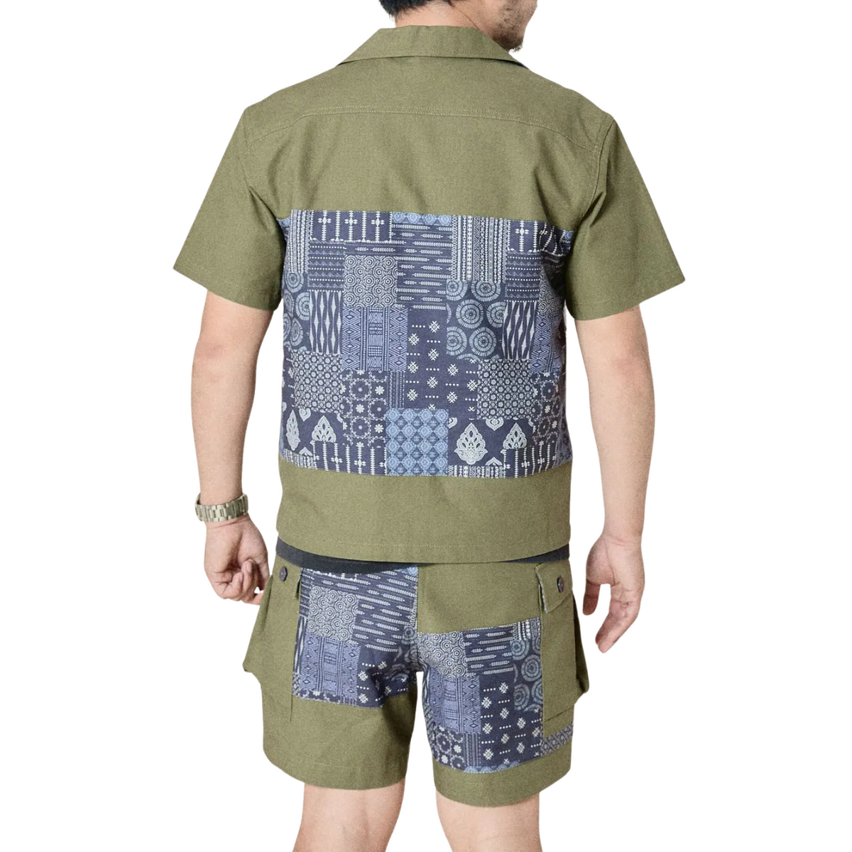 Union Labs Patch Up P43 Short Sleeve Shirt — Olive — view 7