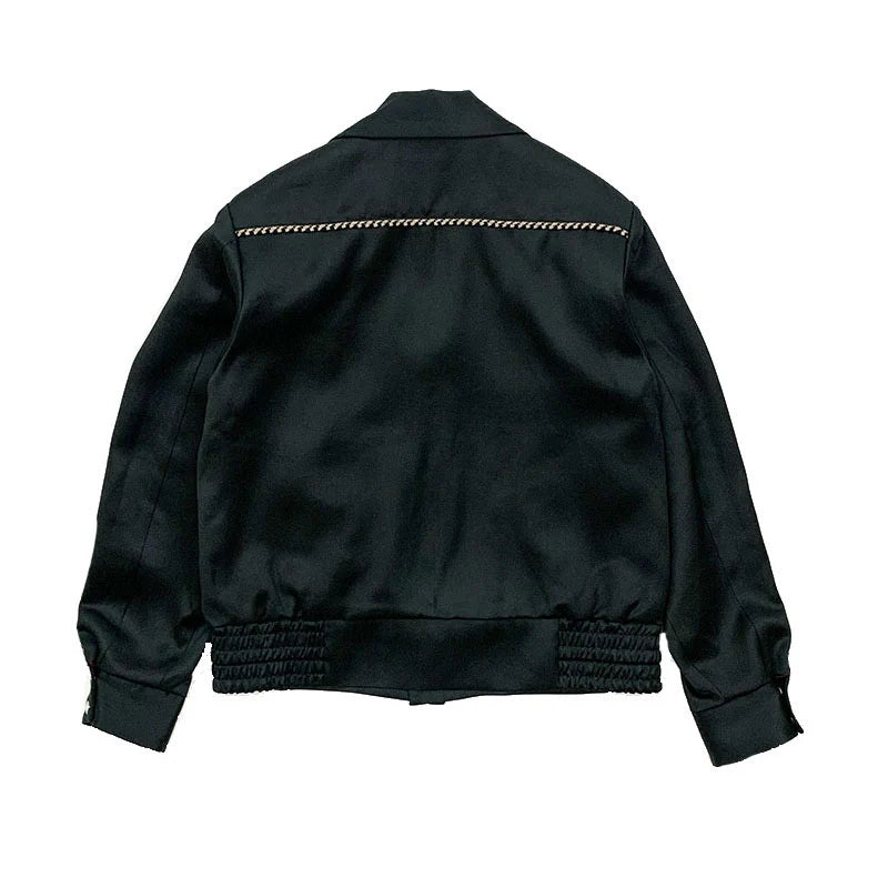 DRY BONES WESTERN STYLE SATIN JACKET - BLACK