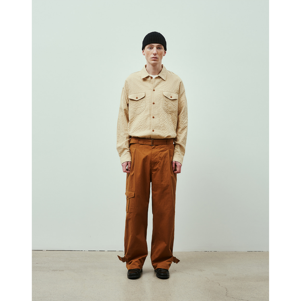 Uniform Bridge Pocket Stripe Shirts — Beige — view 4