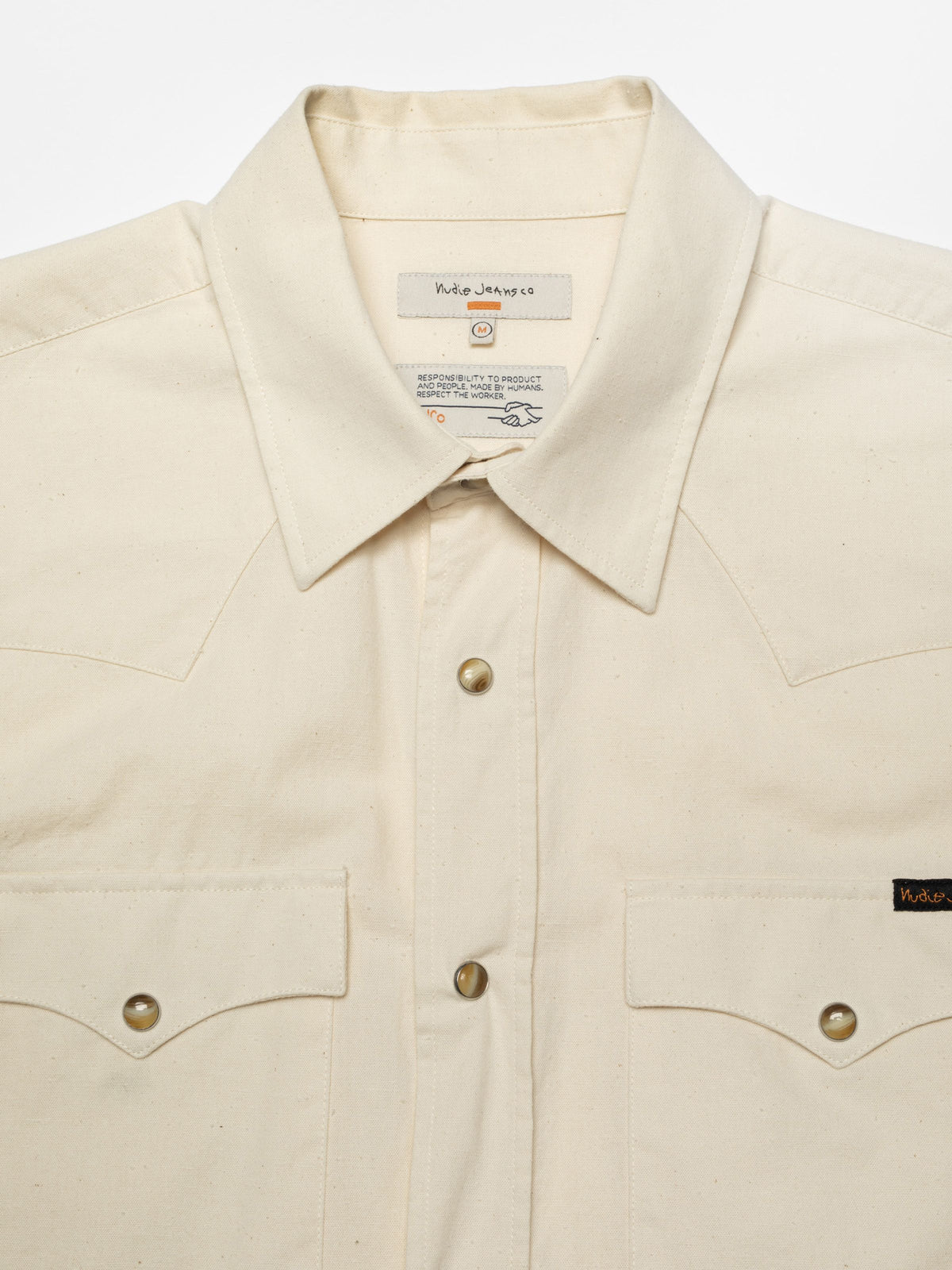 Nudie Jeans George Chambray Western Shirt — Ecru — view 3