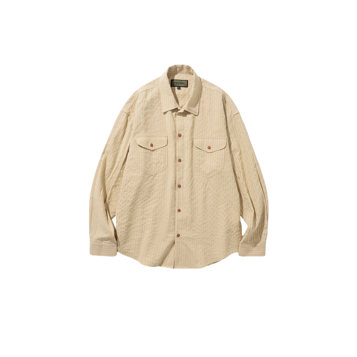 Uniform Bridge Pocket Stripe Shirts — Beige — front view