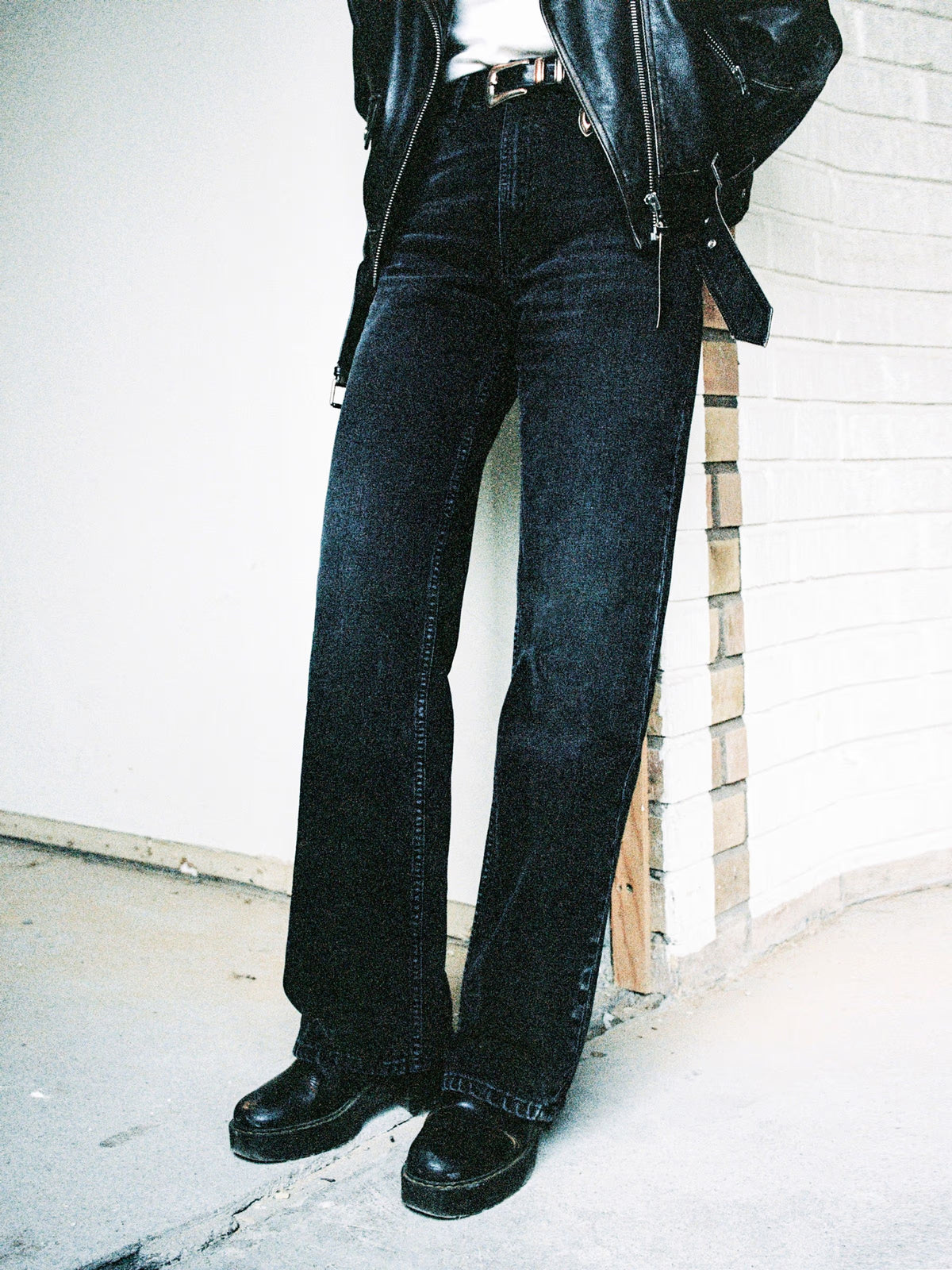 Nudie Jeans Clean Eileen — Black Crosshatch — front view