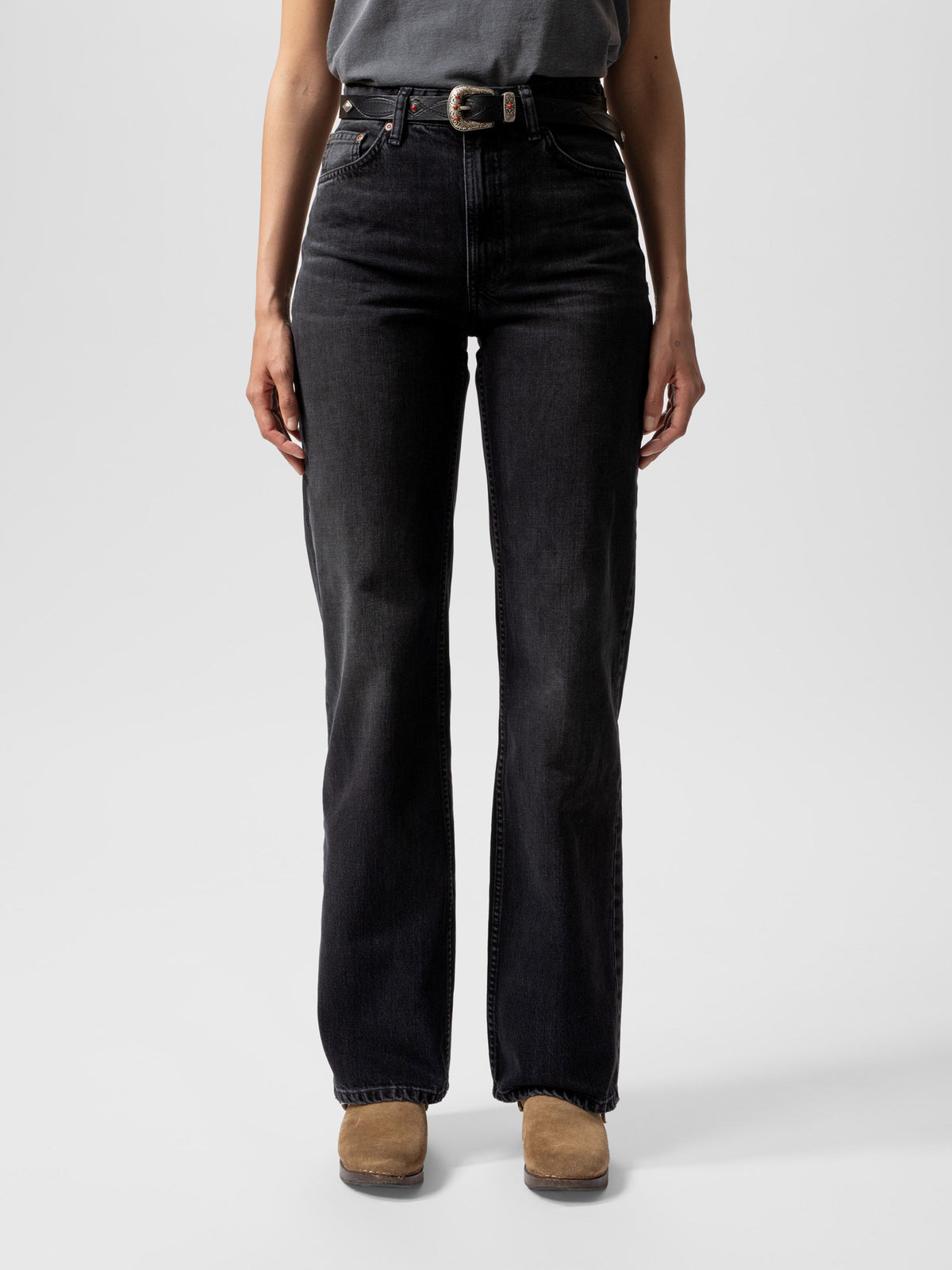 Nudie Jeans Clean Eileen — Black Crosshatch — view 3