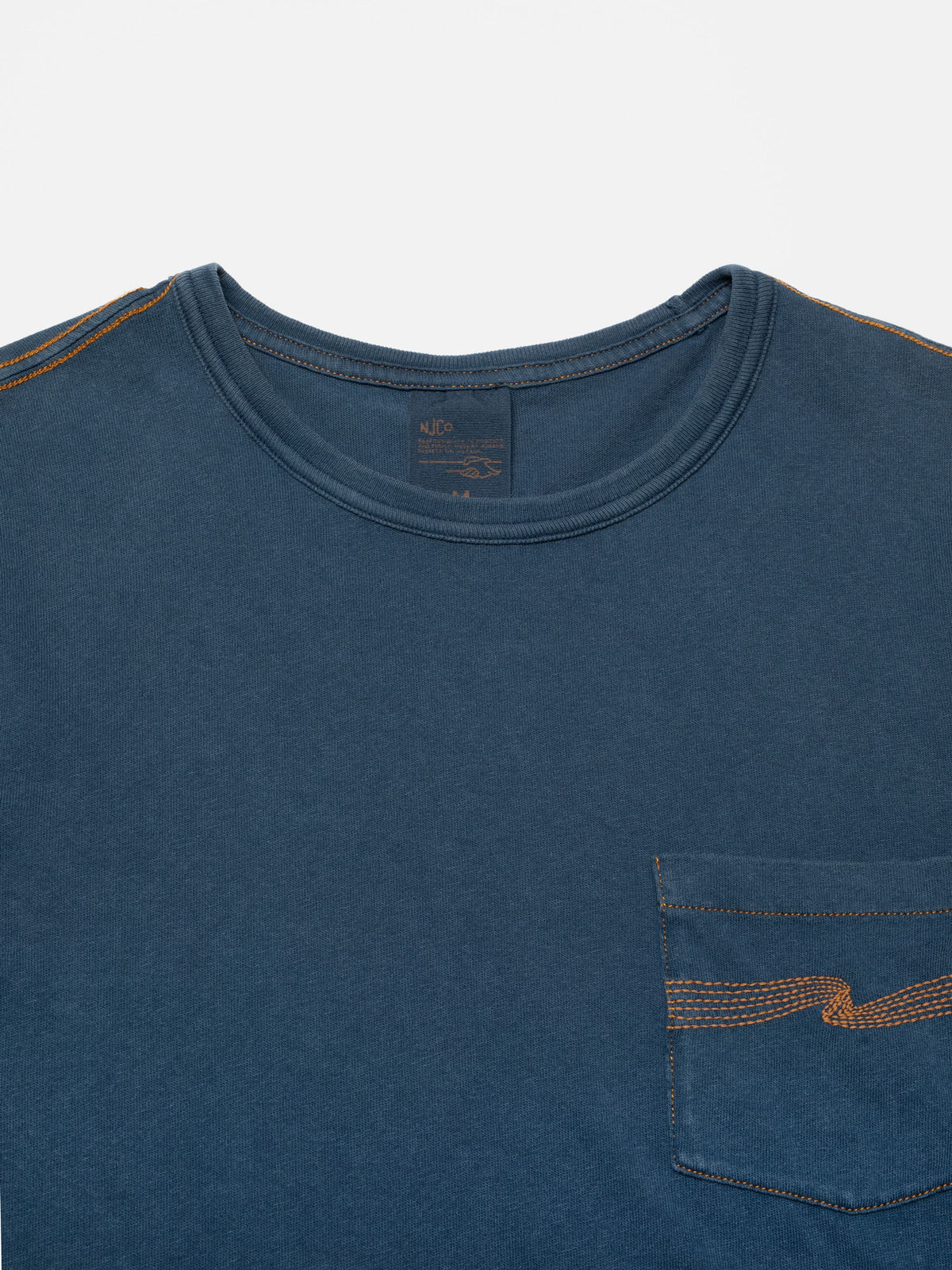 Nudie Jeans Ricky Pocket T-Shirt Washed — Blue — view 3