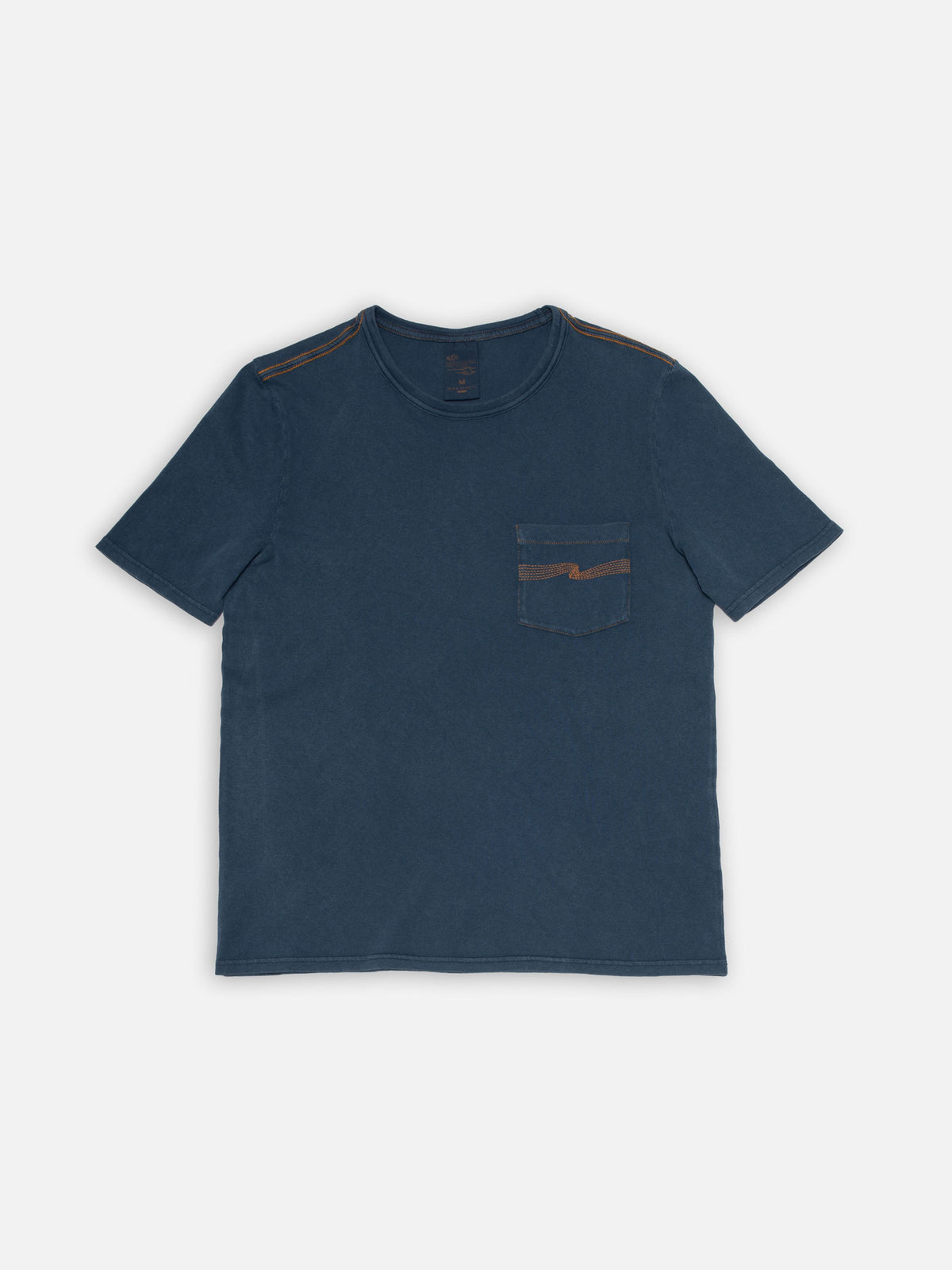 Nudie Jeans Ricky Pocket T-Shirt Washed — Blue — view 2