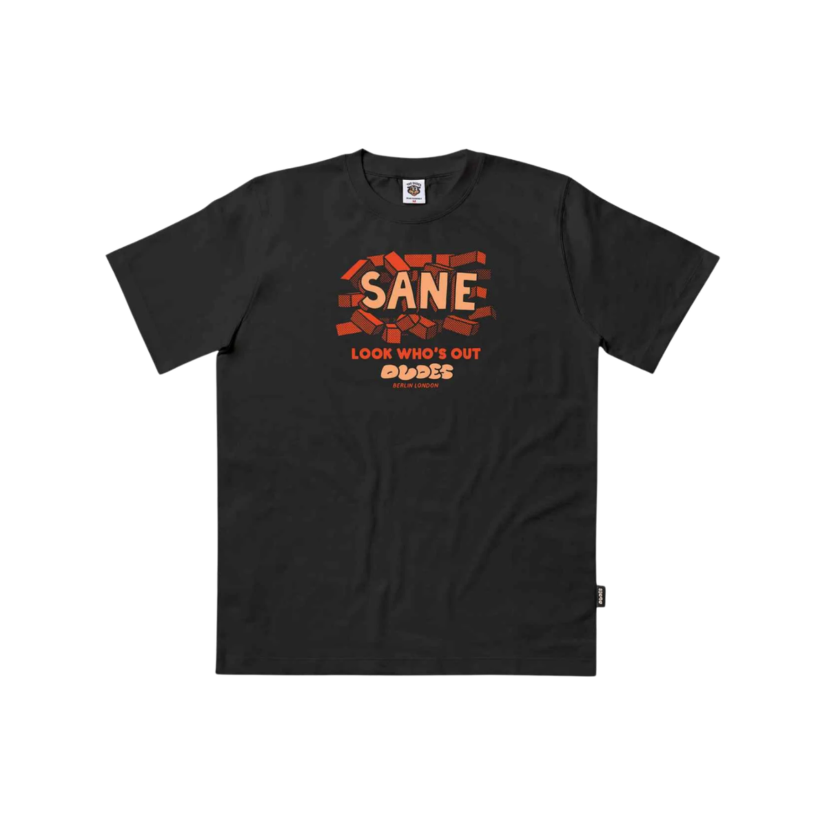 The Dudes Sane T-Shirt — Black — front view