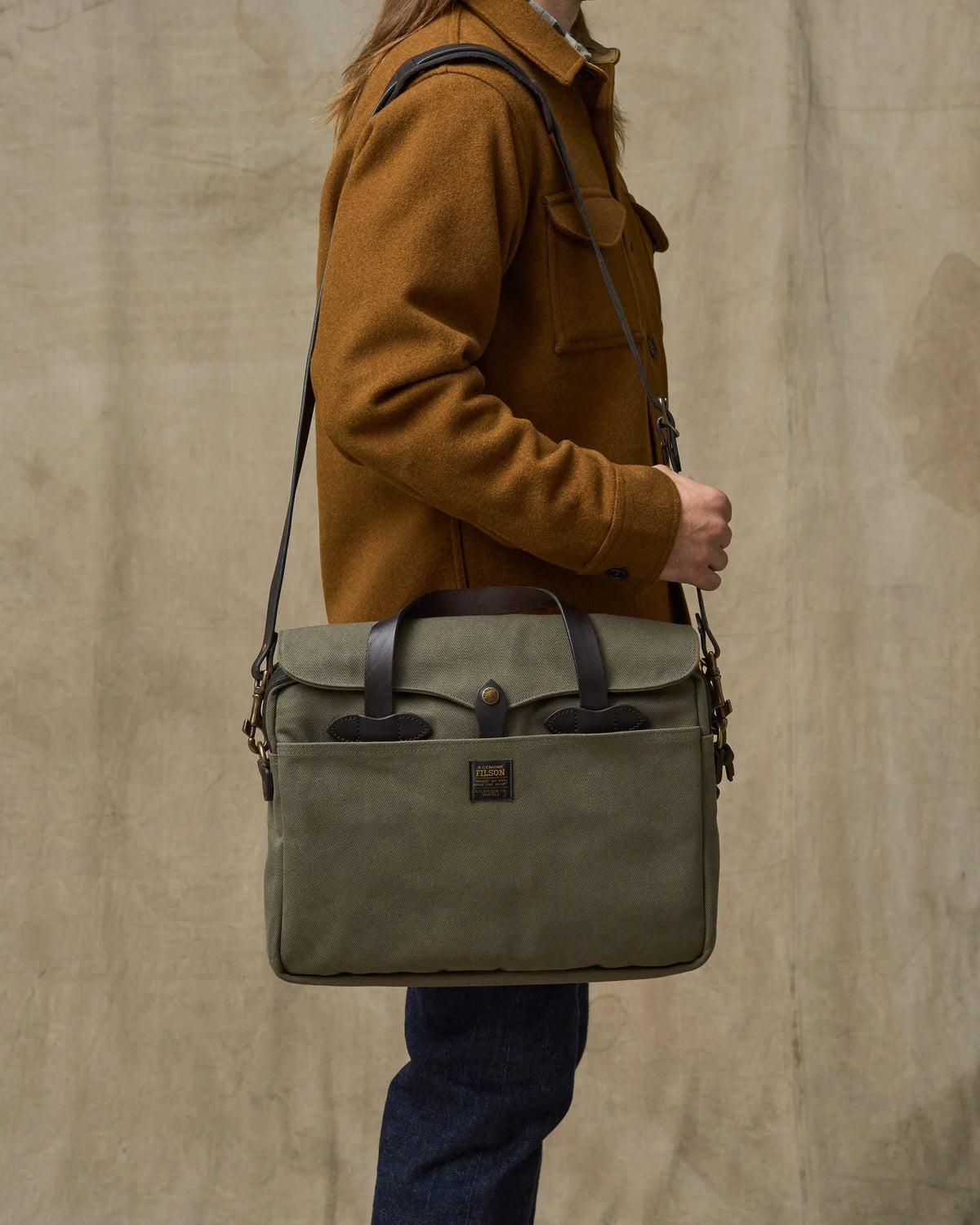 Filson Original Briefcase — Otter Green — front view