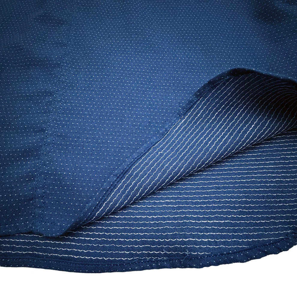 Dry Bones Embroidery Stitches Half Zip Work Shirt — Blue — view 6