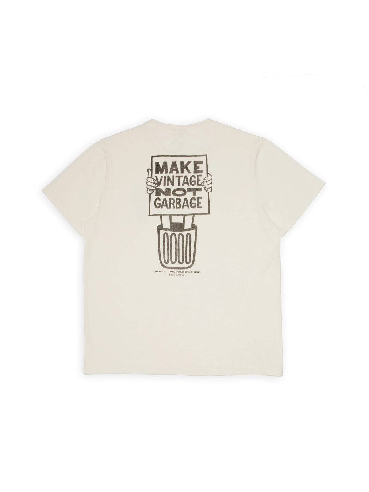Nudie Jeans Roy Garbage T-Shirt — Chalk White — front view