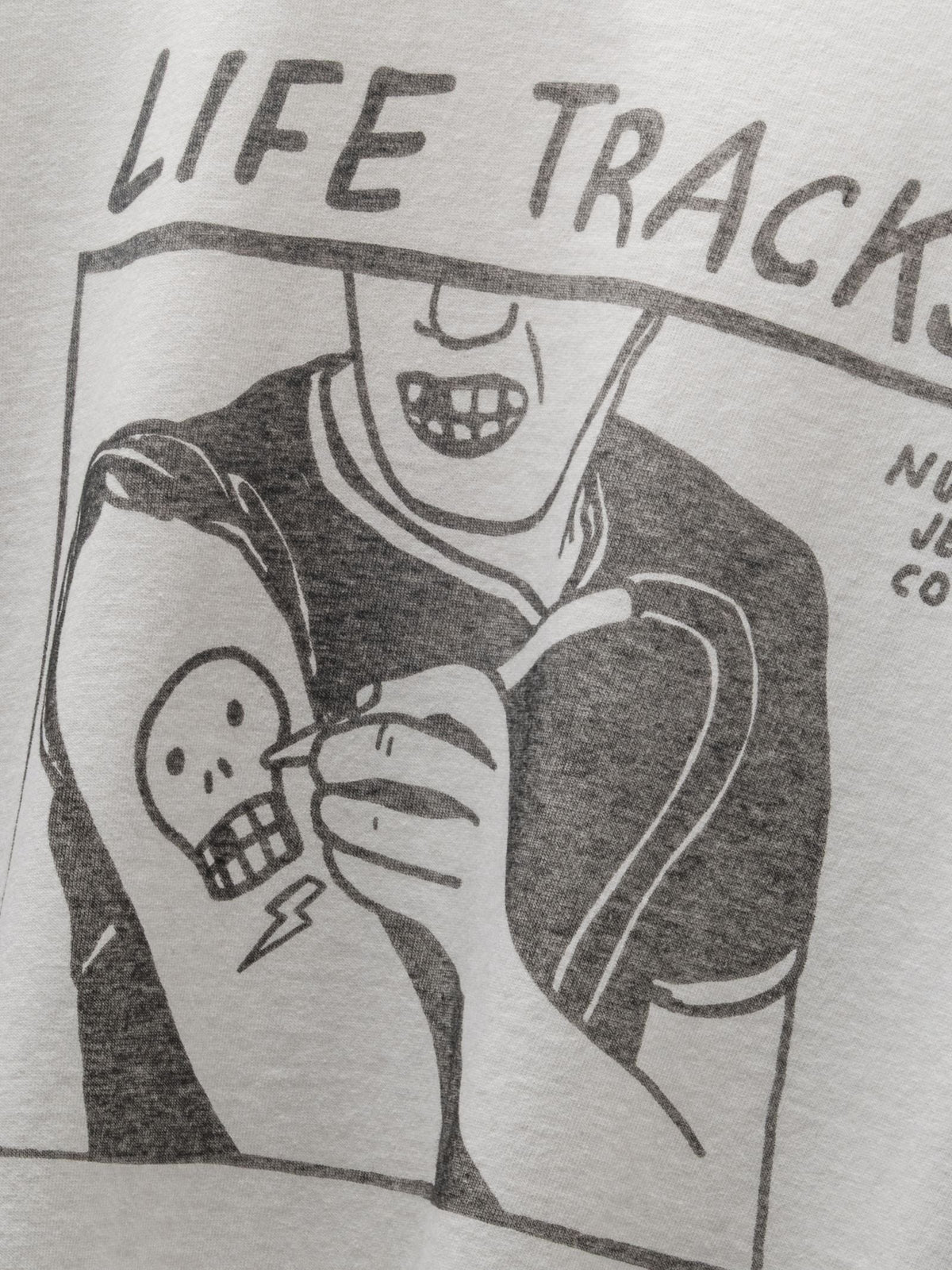 Nudie Jeans Roy Life Tracks T-Shirt — Chalk White — view 2