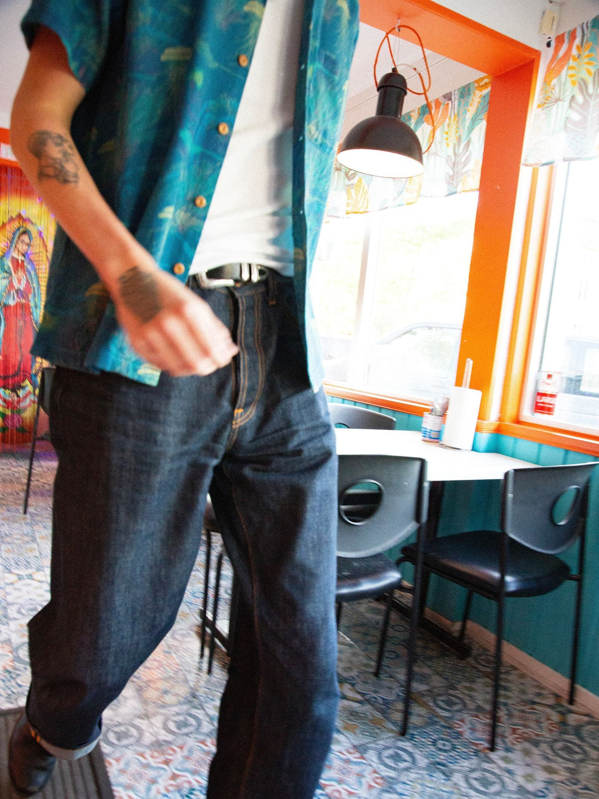 Nudie Jeans Arvid Hawaii Shirt Deep Sea — Multi — view 6