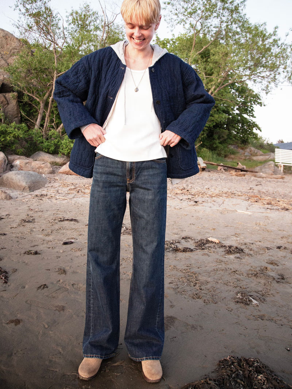 Nudie Jeans Wide Heidi — Warm Wave — front view