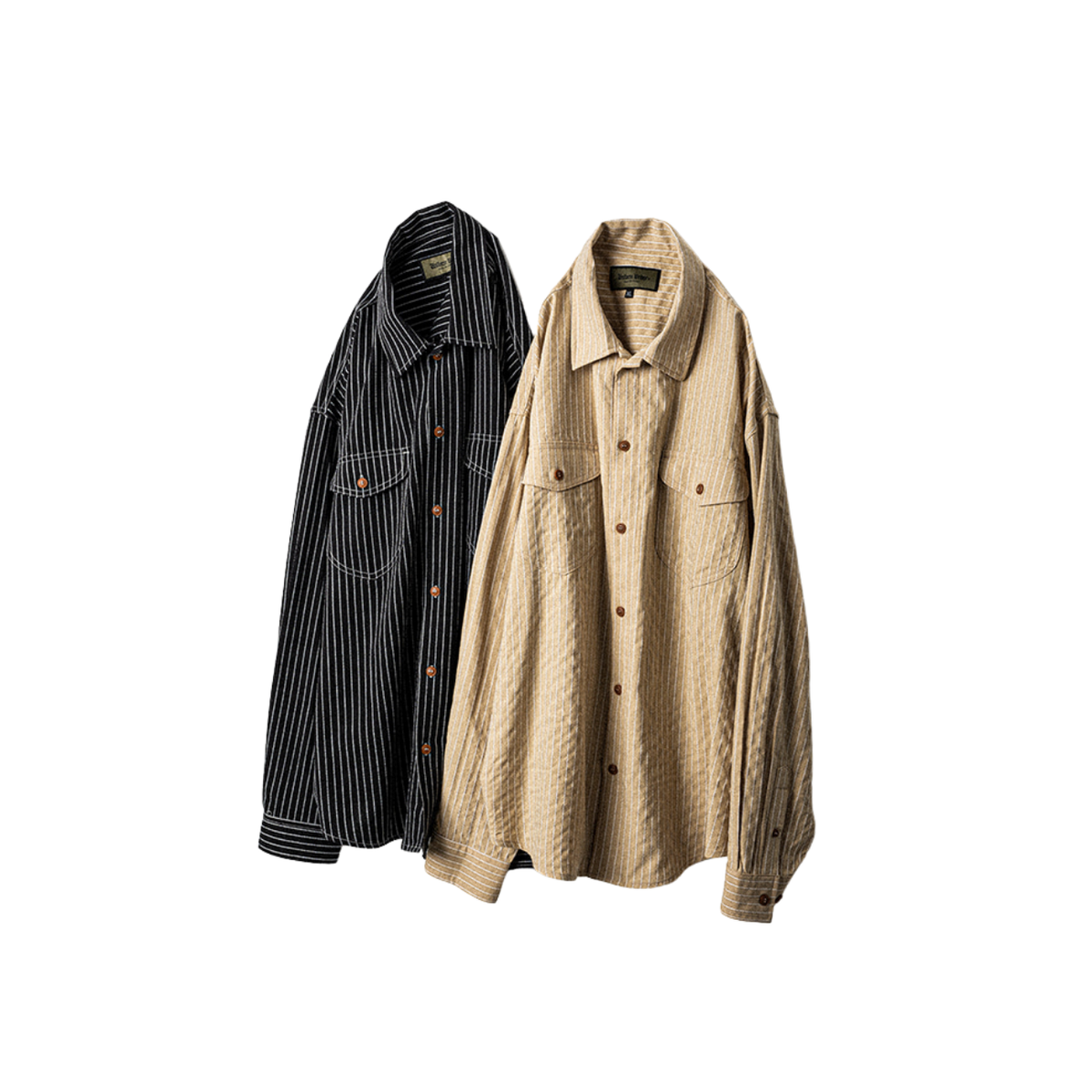 Uniform Bridge Pocket Stripe Shirts — Beige — view 2