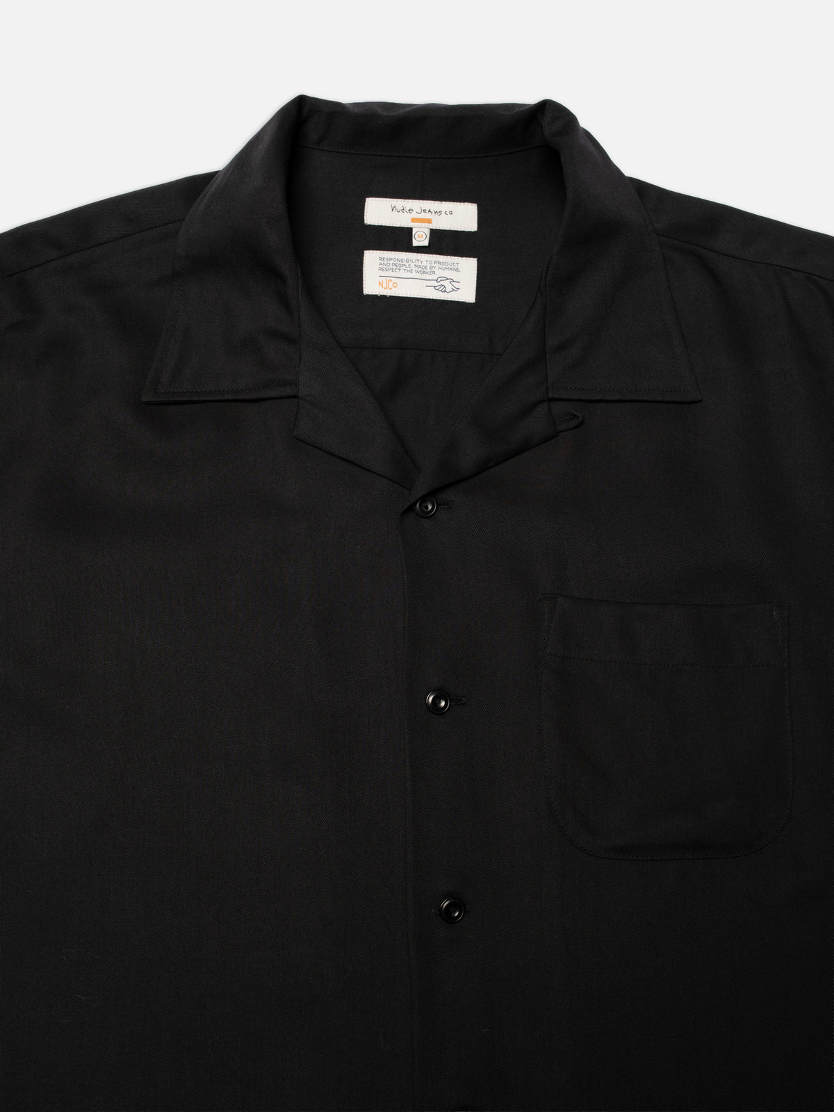 NUDIE JEANS ARTHUR BOWLING SHIRT SAFETY PIN - BLACK