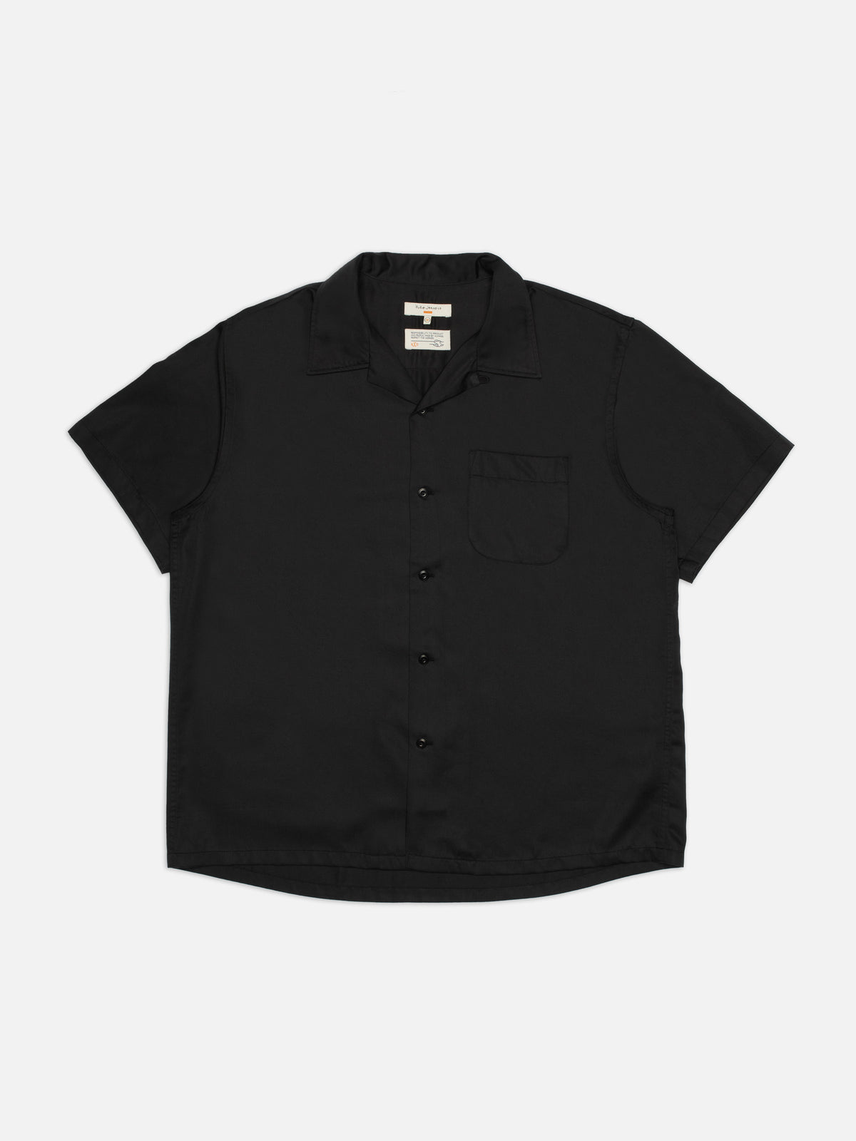 NUDIE JEANS ARTHUR BOWLING SHIRT SAFETY PIN - BLACK