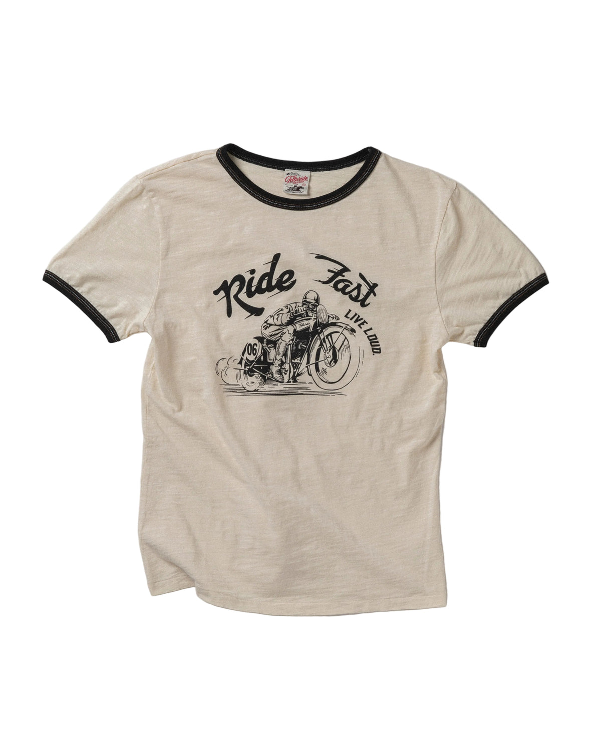 Telluride - Ringer Tee Ride Fast — White/Black — front view