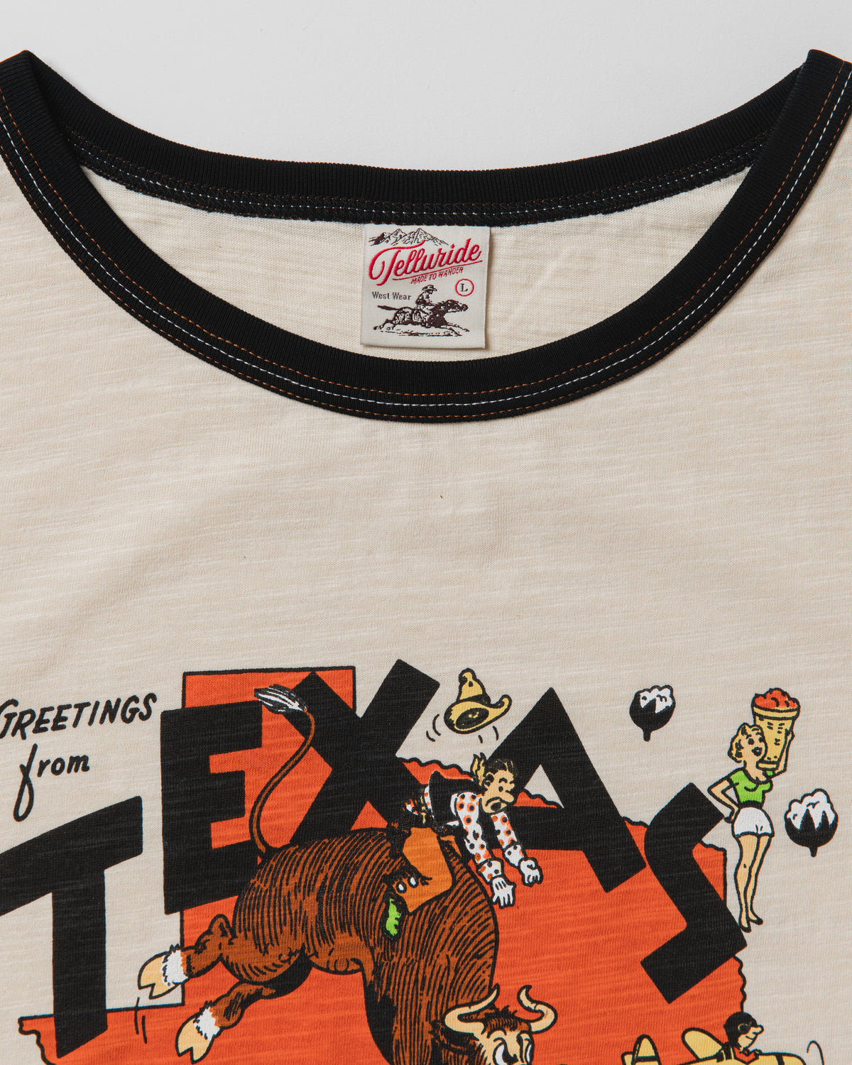 TELLURIDE RINGER TEE POSTCARD - WHITE/BLACK