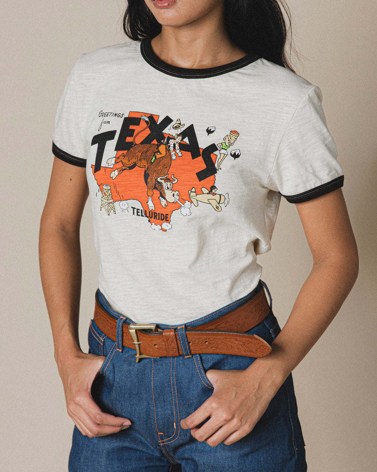 TELLURIDE RINGER TEE POSTCARD - WHITE/BLACK