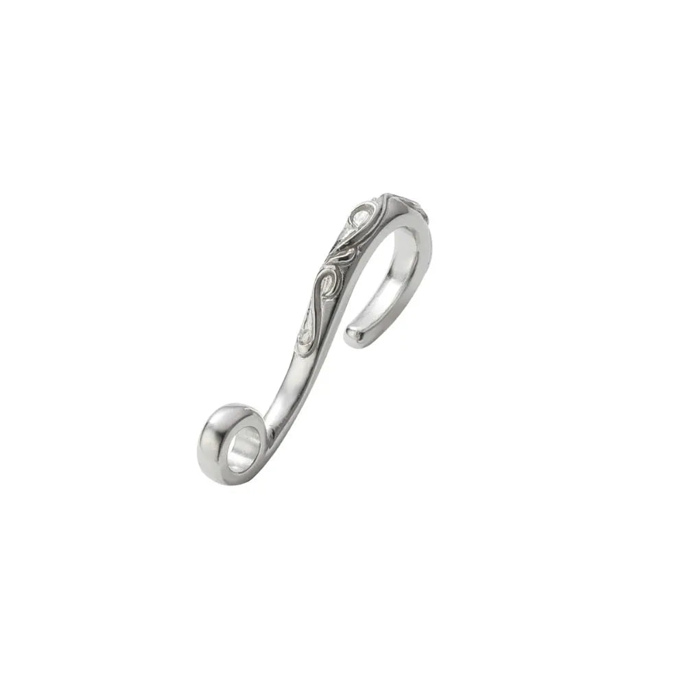 Saad Rhodium Plated Arabesque S-Shaped Hook Necklace Parts — front view