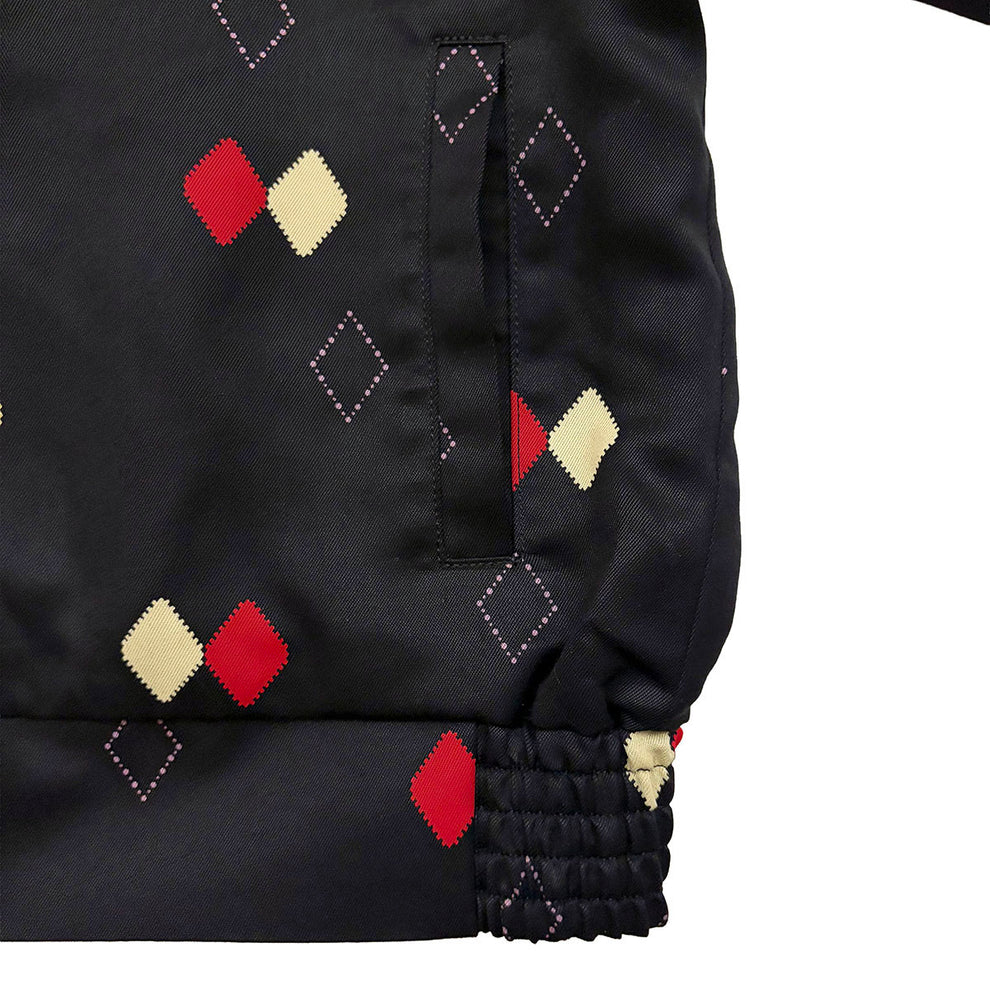 DRY BONES BORDER ARGYLE GABARDINE JACKET - BLACK