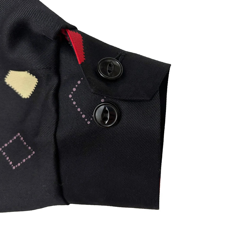DRY BONES BORDER ARGYLE GABARDINE JACKET - BLACK