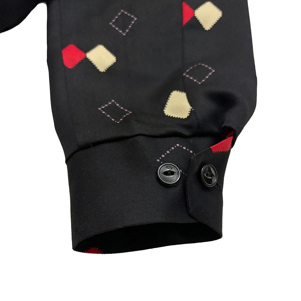 DRY BONES BORDER ARGYLE GABARDINE JACKET - BLACK